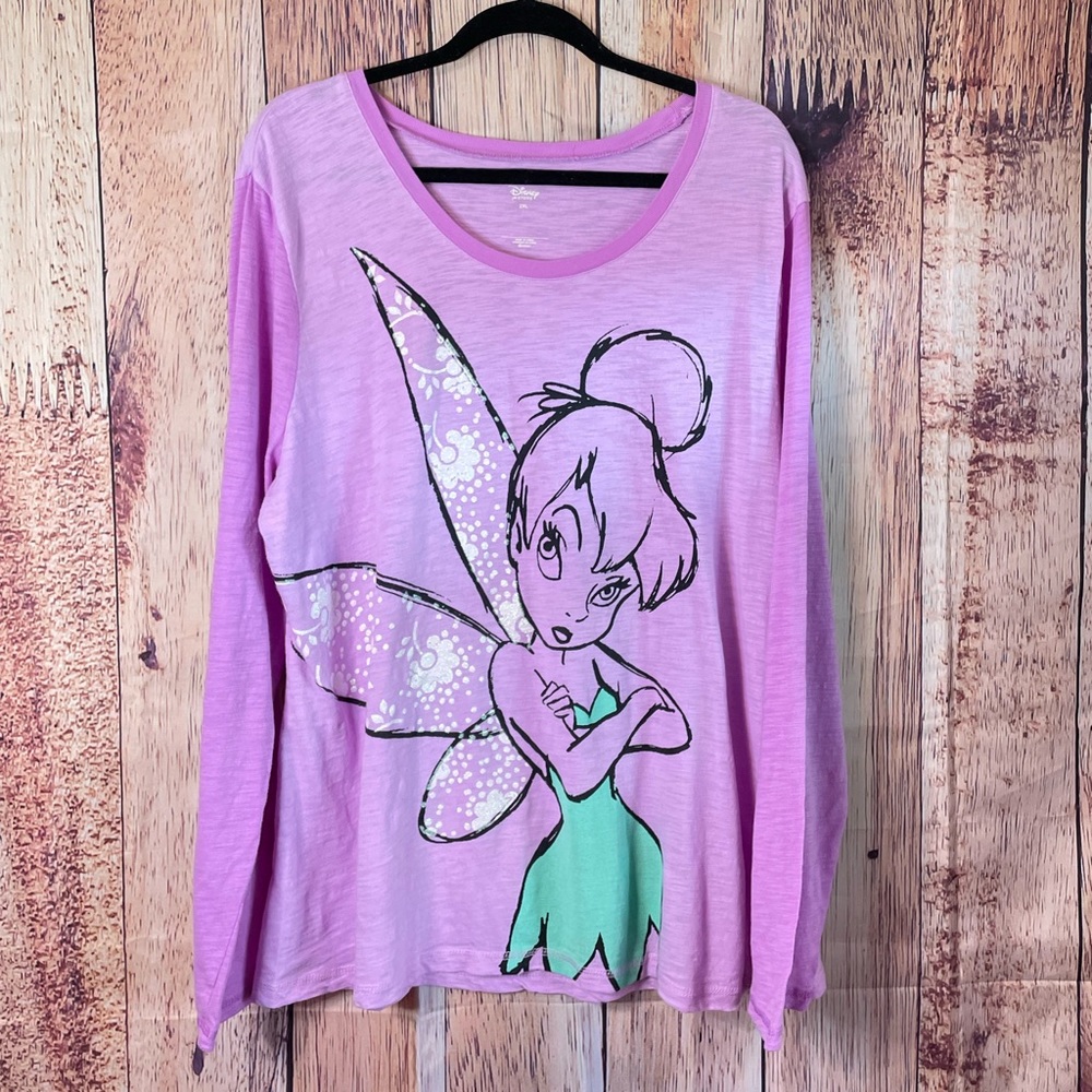 Disney Store Purple Tinkerbell Long Sleeve Plus Size Tee